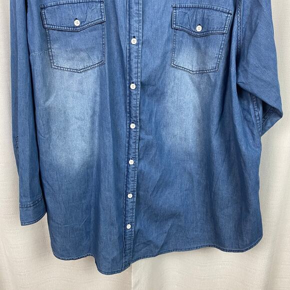 Torrid Blue Denim Long Sleeve Button Up Shirt Sz.4 - Picture 8 of 16